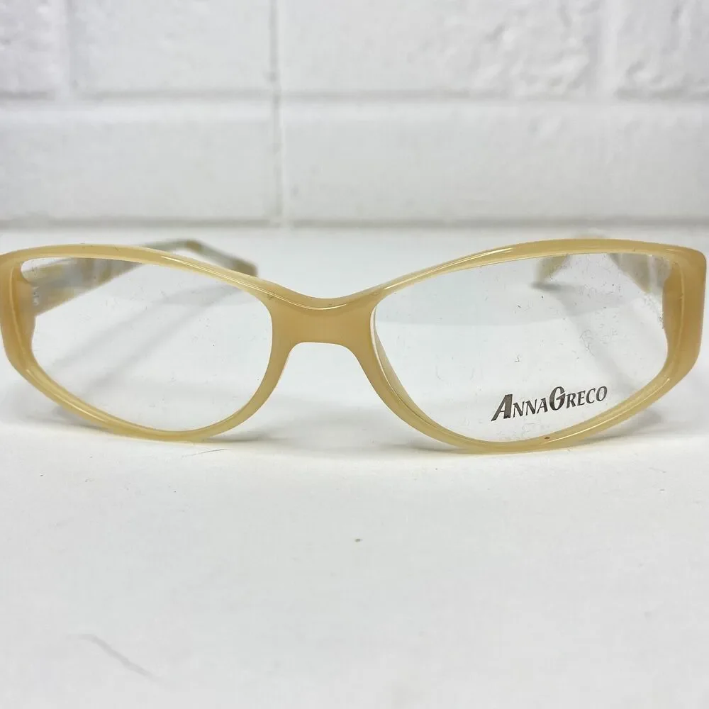 Anna Greco Tan Full Rim Italian Designer NWOT Eyeglasses Womens H2652‎